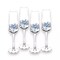 Spode Blue Italian Glass Champagne Flutes, Iconic Design, 8 oz, 4 Set Blue White